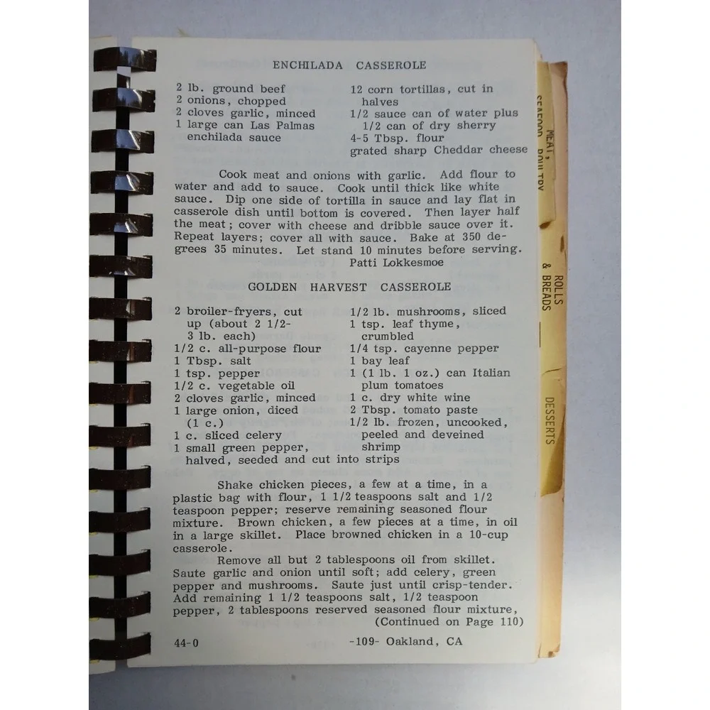 Favorite CHS Recipes Cookbook Children's Home Society of Oakland California Club